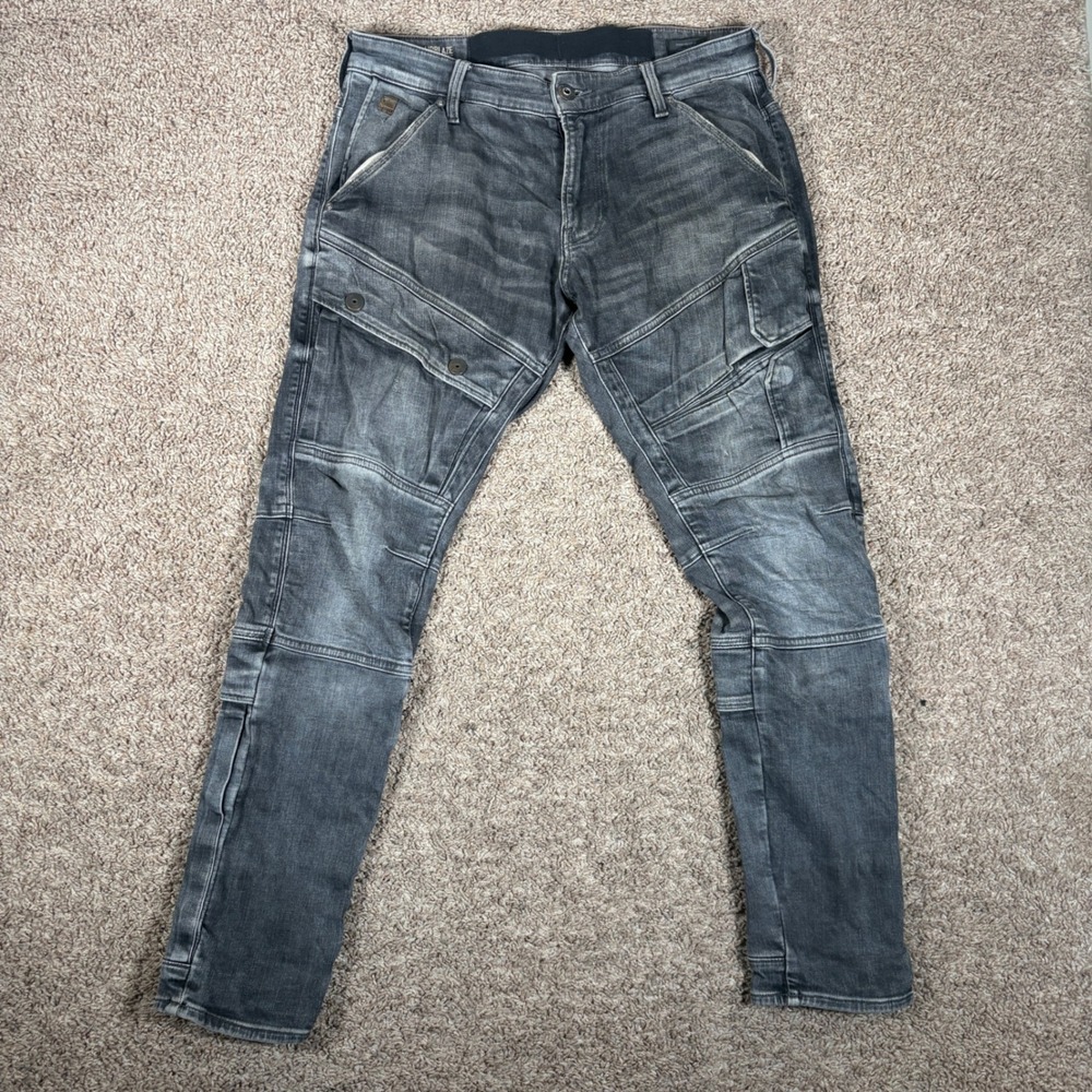 G-Star Raw Airblaze 3D Skinny Jeans Faded Black Grey Cargo Pants 32x30